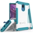 thumbnail image 1 of Étui Robuste à Trois Volets Blanc/turquoise [avec Béquille en Métal + Dragonne] pour LG Stylo 5, Stylus-5, 1 of 9
