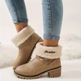 thumbnail image 2 of SACFOF Winter Snow Boots for Women Mid Heel Ankle Booties Faux Suede Fur Lined Slip-on Shoes, 2 of 5