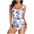 thumbnail image 2 of Itsame Womens One-Piece Swimsuit, Fashion Retro Prints Sling Bathing Suit Purple S-XXL, 2 of 6