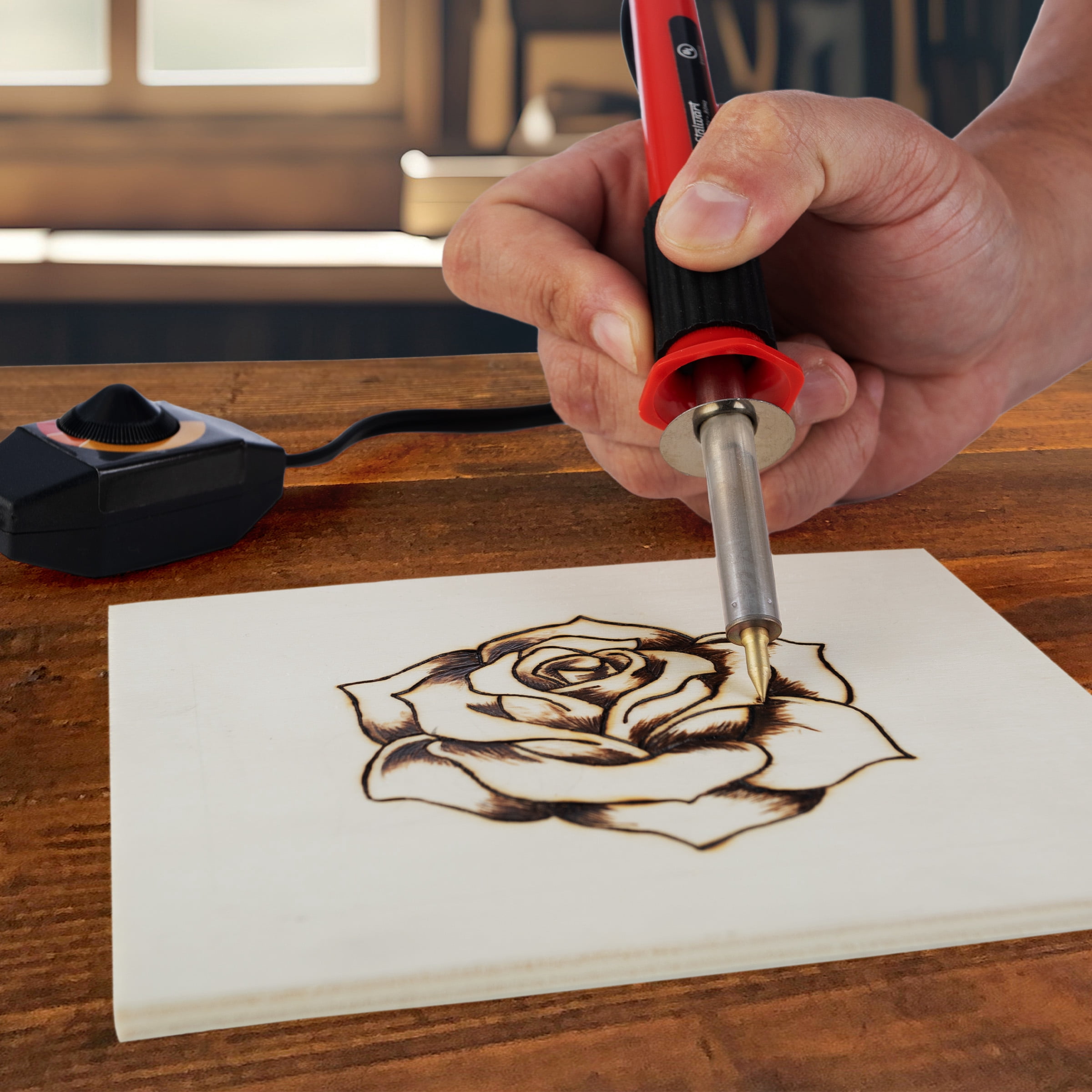 Stalwart 29-Piece Wood Burning Kit with Tips, Stamps, and 25W Wood