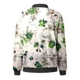 thumbnail image 4 of Luwomo Jackets for Womens Floral Print Round Neck Loose Fit Long Sleeve Coat Cardigan Tops Green,L, 4 of 5