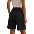 thumbnail image 5 of JoveMarine Women's Casual Wide Leg High Waisted Shorts - Slimming, Lightweight Drawstring, Comfy for Daily, Vacation, Hot Summer Days,Black S, 5 of 6