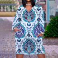 thumbnail image 1 of Blue pattern Print Casual Evening Dresses Free Midi Dress Women Fashion Slim Pocket Bohemian Black Women Dress Beach2XL Gao Jinjia LED, 1 of 2