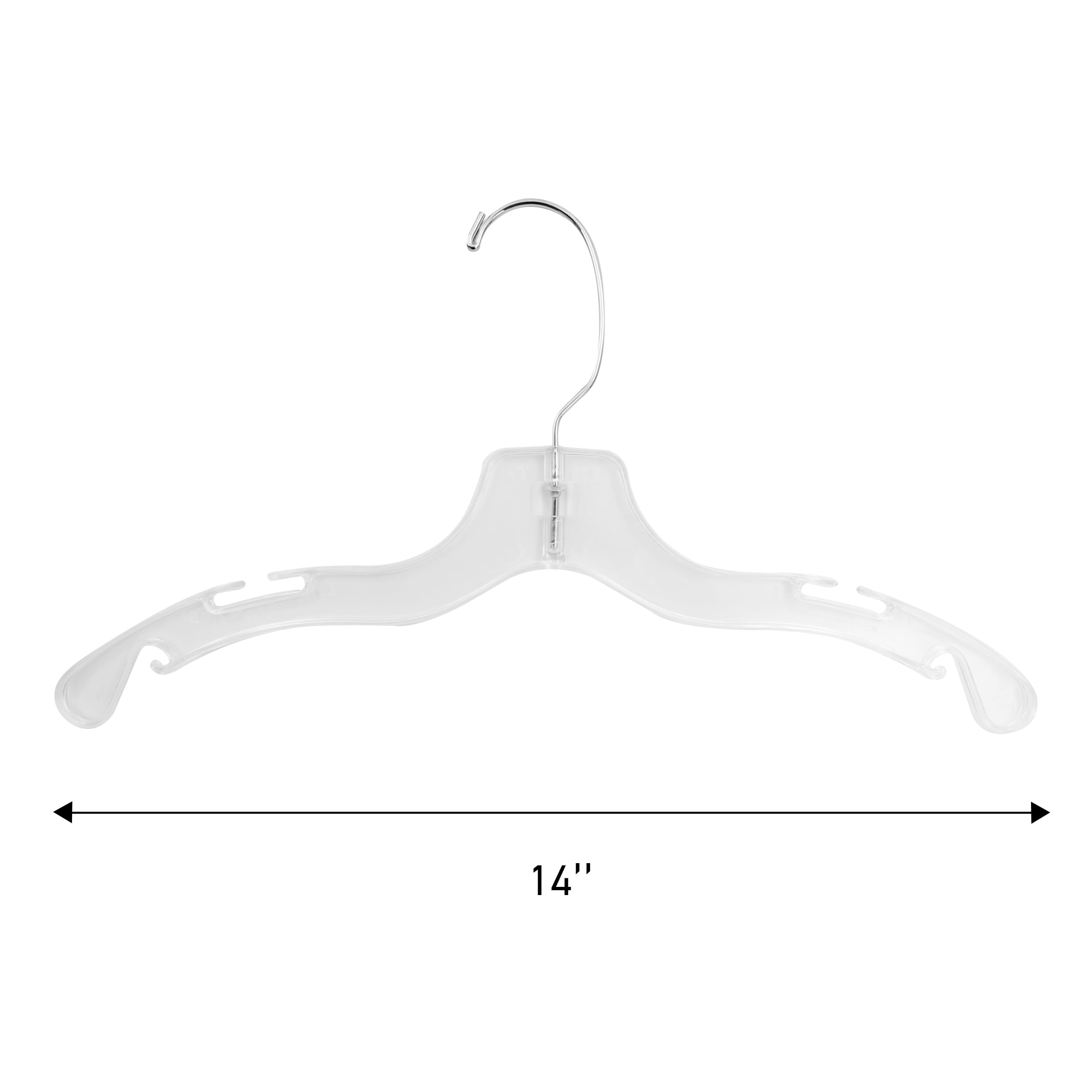 SSWBasics 14 Inch Clear Plastic Junior Dress Hangers - Case of 100 | Durable Hangers Plastic for Clothing Organization | Versatile Clear Hangers for Neat Display | Sturdy Plastic Hanger Solution