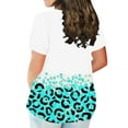 thumbnail image 3 of ATOYSOY Women's Plus Size Loose Tops Clearance Round Neck Retro for Teens Girls Leopard Colorblock Summer Pullover Fashion Shirts Short Sleeve Casual Relaxed Blue XXXL, 3 of 5