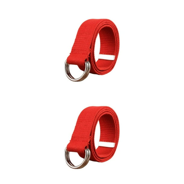 Qarigey Cinturón de cintura de metal de lona Hombres Mujeres Unfading Exquisito Fácil de combinar Recortable Ajustable Cinturones de jeans Rojo 2Conjunto