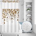 thumbnail image 2 of No Hook Shower Curtain, Brown Eucalyptus Leaves Shower Curtains for Bathroom with See Through Top Window, Summer Watercolor Leaf Waterproof & Washable Bath Curtain Small Stall 36"x78", 2 of 9