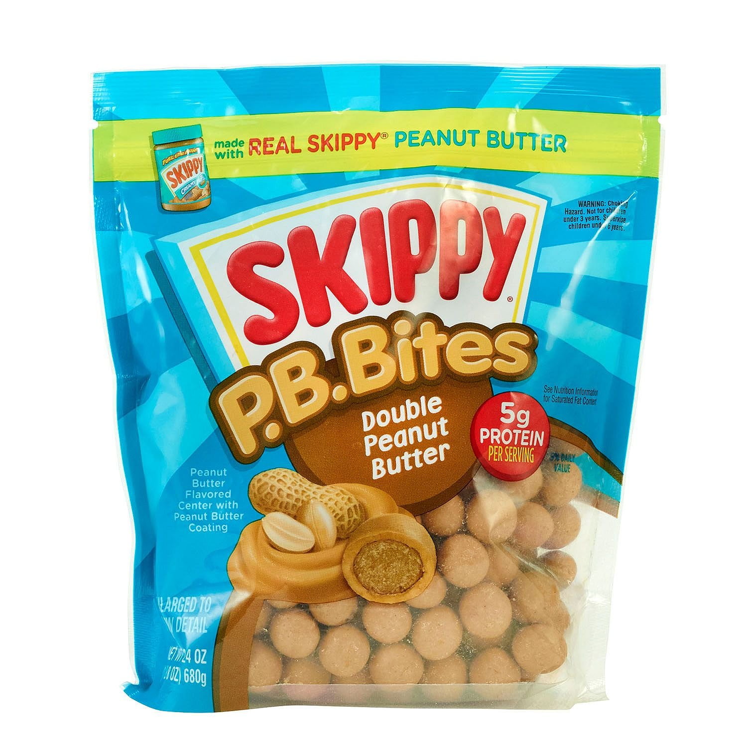 Skippy P.B. Bites Double Peanut Butter - 24 oz - Walmart.com