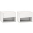thumbnail image 1 of HOMCOM Floating Nightstand Set of 2 with Drawer and Shelf, White, 1 of 10