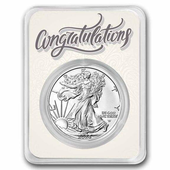 2026 1 oz Silver Eagle - w/Congrats, Newlyweds Card, In TEP