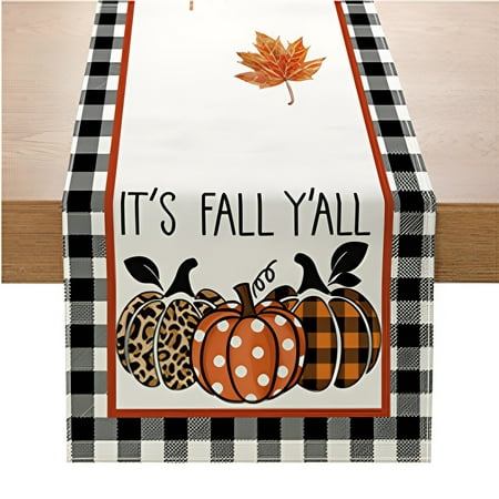

Herrnalise Thanksgiving Table Runner 73 x 12 Inches Fall Maple Leaves Pumpkin Table Cloth Runner Polycotton Autumn Harvest Tablerunners for Thanksgiving Parties Decoration Fall Wedding Decorations