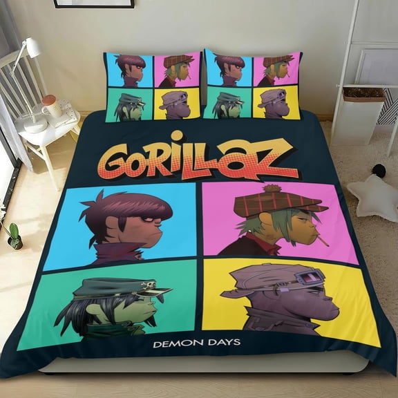 3 Piece Bedding Set For Gorillaz Comforter Cover Set Cute Duvet Cover Sets Super Soft Kids Teens Bedroom Gifts Twin