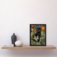 thumbnail image 2 of Black Cat In Wildflower Field Stylised Painting Teal Green Orange Floral Animal Portrait Artwork Framed Wall Art Print A4, 2 of 5
