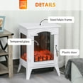 thumbnail image 5 of Indoor Electric Fireplace Heater, Fire Place Stove with Thermostat Control and Adjustable Brightness, Portable Fireplace with Plastic Door, Steel Main Frame and Tempered Glass, 750W/1500W, White, 5 of 9