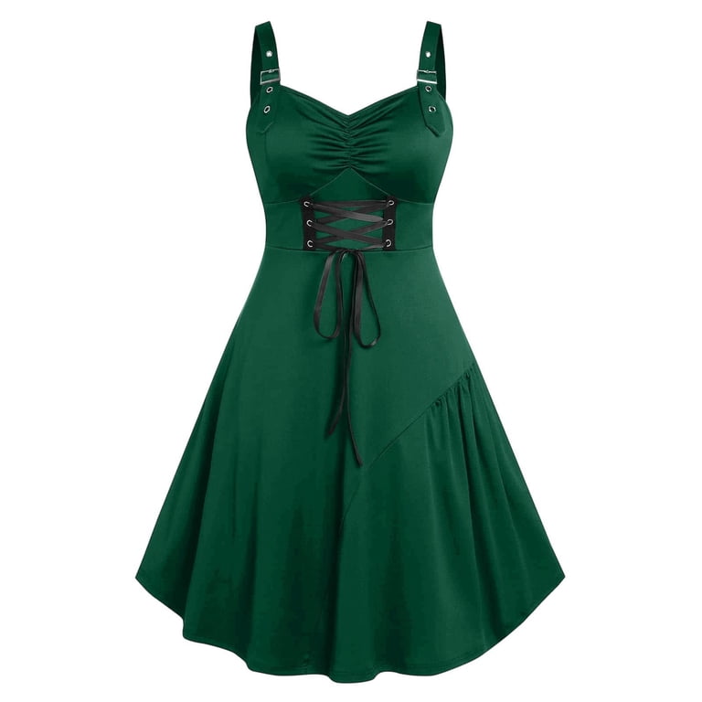 ZVAVZ Women's Victorian Gothic Dress Vintage Sleeveless Mini DressLace up  Medieval Masquerade Party Dresses Green,XXL - Walmart.com