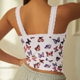 thumbnail image 5 of WEIWEN Womens Tank Tops with Built in Bras Slim Fitted Butterfly Printed Lace Spaghetti Strap Tank Top for Women Sleeveless Athletic Padded Cropped Tops White, XL, 5 of 7