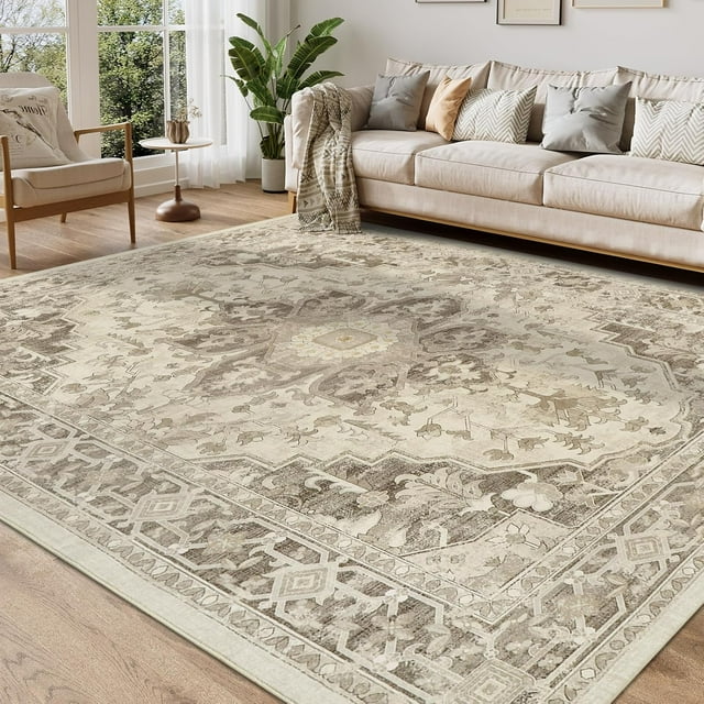 Vintage Area Rug x Washable Living Room Rug Indoor Print Accent Rugs for Bedroom Distressed Thin Throw Rugs Carpet for Living Room Kitchen Entryway