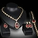 thumbnail image 4 of Fiudx Conjunto de Joyería Nupcial, Impresionante Collar con Gemas En Forma de Gota de Agua, Elegante Par de Pulsera y Pendientes, Anillo Brillante, Ideal para Bodas y Fiestas de Noche, El Regalo Perf, 4 of 6