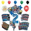 Justice League 2nd Birthday Party Supplies 8 Guest Entertainment kit and Superhero Balloon Bouquet Decorations