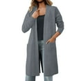 thumbnail image 1 of MIASHUI Veste Châle en Tricot pour Femmes Automne Hiver Mi-Longue Style Trench Chic Cardigan Confortable Gris, Taille Unique, 1 of 8