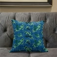 thumbnail image 4 of Amrita Sen Designs CAPL1149BrCDS-BL-18x18 18 x 18 in. Checkerboard Marigold Flowers Broadcloth Indoor & Outdoor Blown & Closed Pillow - Blue & Green, 4 of 5