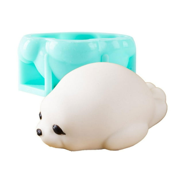 TQEHS Molde de silicona con forma de foca pequeña de dibujos animados, molde para pudín con forma de foca pequeña, molde para hornear pasteles de mousse, molde de silicona para fondant para hornear pa