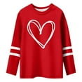 thumbnail image 4 of Splozh Toddler Girls Valentine's Day Long Sleeve Tops Graphic Print Round Neck Tee,Brick Red 5-6 Years, 4 of 4