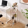 thumbnail image 3 of VECELO 4-Tier Rolling Utility Cart with Lockable Caster Wheels, Extra Hanging Cups and Hooks, Storage Shelves Organizer Cart for Living Room Bathroom Kitchen Office, Clear, 3 of 8