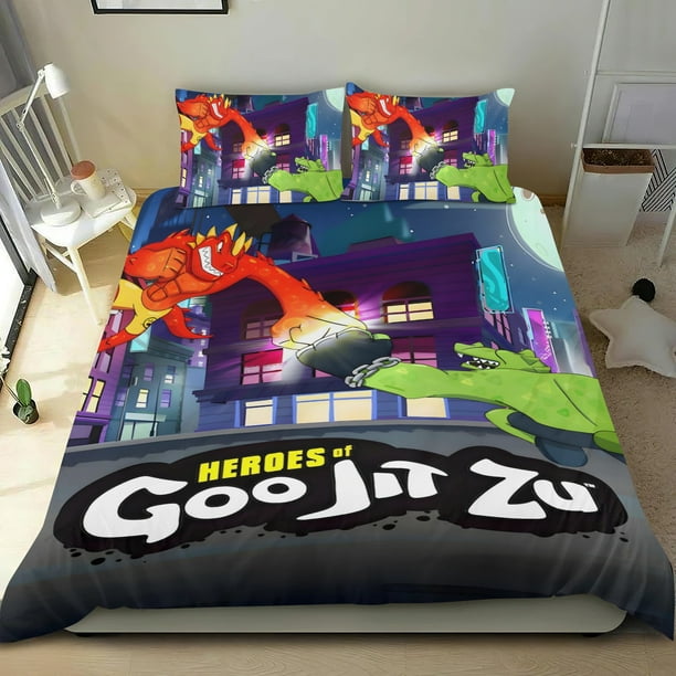 Héroes de Goo Jit Zu Conjunto de sábanas temático, trío de piezas, cómodo y amigable con la piel, diseño único, regalo de decoración para el hogar para familiares, amigos y fans,173cm *218cm
