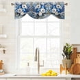 thumbnail image 3 of White Blue Spring Floral Tie Up Valance Curtains for Windows, Kitchen Curtains Window Treatments, Vintage Flowers Pastoral Short Window Shades Valances for Bedroom Bathroom Cafe 42"x18", 3 of 8