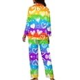 thumbnail image 3 of Renewold Women Winter Button Down Pajama Sleepwear Set of 2 Rainbow Stripes Hearts Print Pajamas Long Pants with Big Pockets Size M Durable Pjs for Walking Jogger, 3 of 6