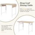 thumbnail image 3 of UHOMEPRO Counter Height Table Set of 5, Modern Extendable Kitchen Table Set, Rectangle Dining Room Table Set, Drop Leaf Dining Table and 4 Stools Set for Kitchen Dining Room Nook, Natural&White, 3 of 11