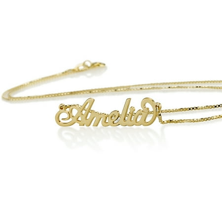 Custom Made Gold Jewelry Personalized Name Necklace - Custom Made Any Name- 18k Gold Plated over Sterling Silver ()