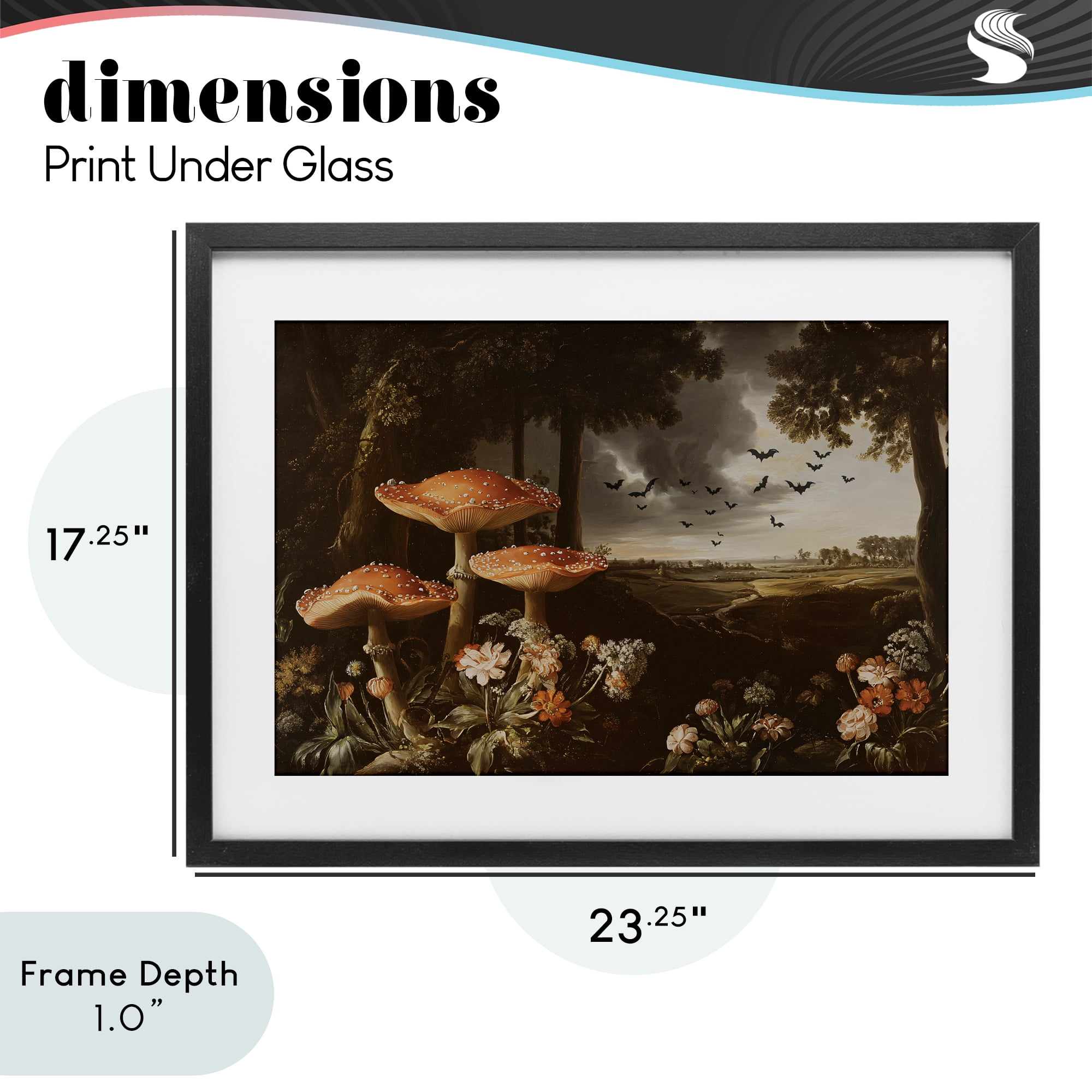 Stupell Industries Bats in Autumn Forest Black Framed Print Under Glass, design by Jacky Ngan