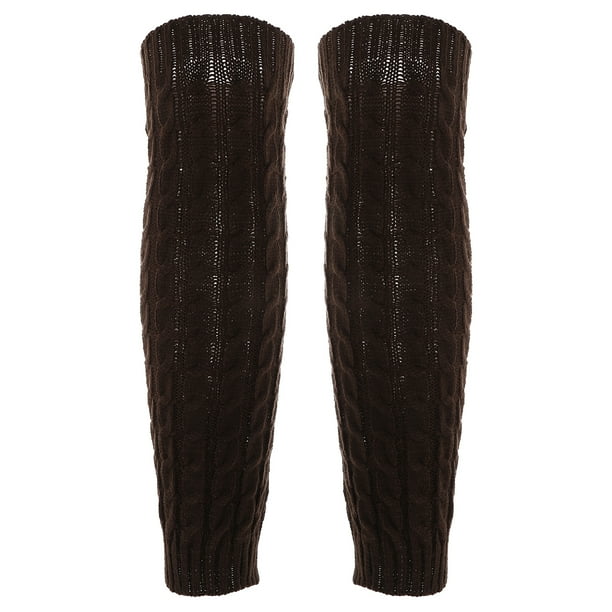 2 unids invierno espesado medias calcetines de pierna calentadores de pierna de peluche caliente para al aire libre (café)