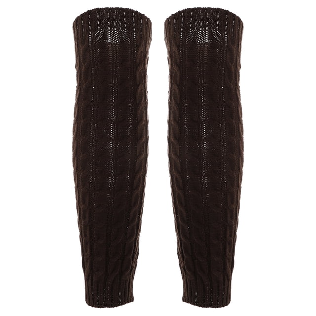 2 unids invierno espesado medias calcetines de pierna calentadores de pierna de peluche caliente para al aire libre (café)