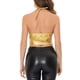 thumbnail image 3 of INSPIRAR CHIC Top de Mujer Metalizado Corto con Cuello Halter Brillante Tapa M Oro, 3 of 5