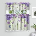 thumbnail image 2 of Purple Flower Butterfly3(1) Kitchen Curtain Valance 3 Piece Home Curtains and Valance Set Curtain Sink Window Decor Window Treatment Tier 27.5x36 Length, 2 of 6