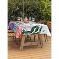 thumbnail image 3 of Outdoor Tablecloth with Umbrella Hole for Patio/Picnic/Party/Camping, Summer Sea Coral Waterproof Table Cloth Rectangle Table Cover Washable, Nautical Coastal Seaweed Starfish Watercolor (60"x 84"), 3 of 8