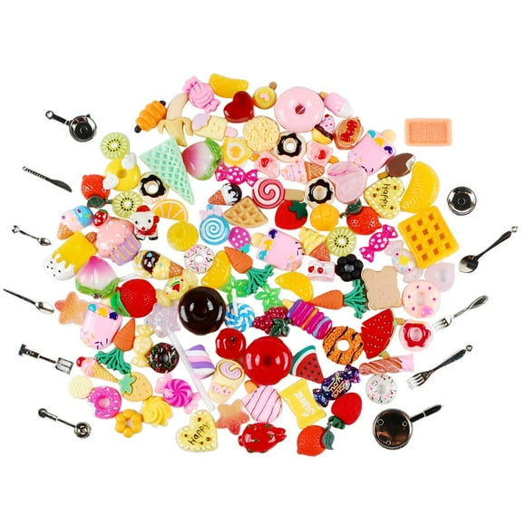 NWFashion 112 Pcs Décoration Miniature Jouet de Pâtisserie Dessert Décoration de Gâteau Scrapbooking Charms (Nourriture)
