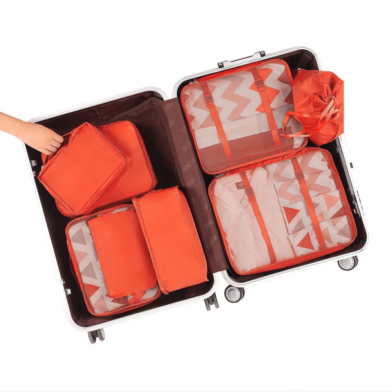 YAOLHLZ  8 Set Packing Cubes Luggage Packing Organizers for Travel Accessories-Cream
