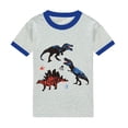 thumbnail image 4 of Xudanell Infant Toddler Baby Boy Summer Clothes 6 12 18 Months 2T 3T 4T 5T Boys Outfits Short Sleeve T-shirts and Shorts Dinosaur Shorts Set (Sky Blue,7-8 Years), 4 of 5
