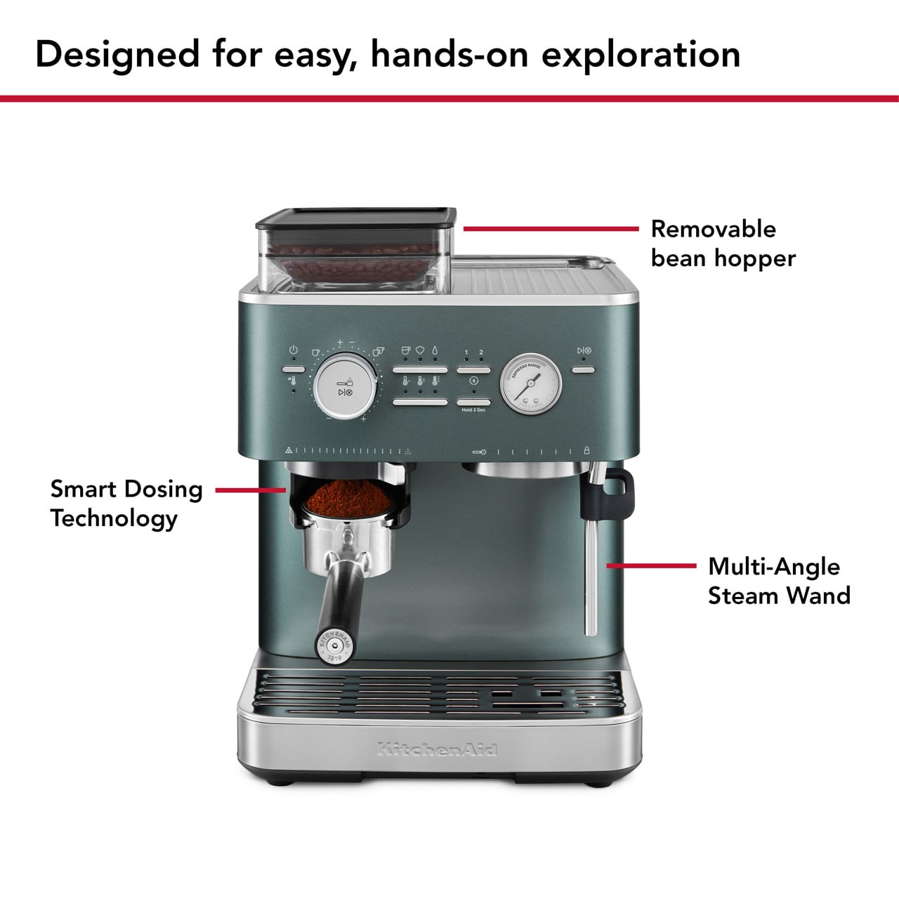 KitchenAid Semi Automatic Espresso Machine with Burr Grinder, KES6551