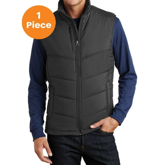 Port Authority J709 Puffy Vest, Black/Black, XL, Mens Puffer Jackets