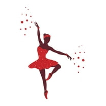 BALLERINA - Vinyl Art Ballet Dancer Decoration Red Floral Tutu Dress Outfit Design Home Living Room Wall Decal - Kids Girls Bedroom Ballerina Adhesive Wall Décor Sticker 7" x 10"