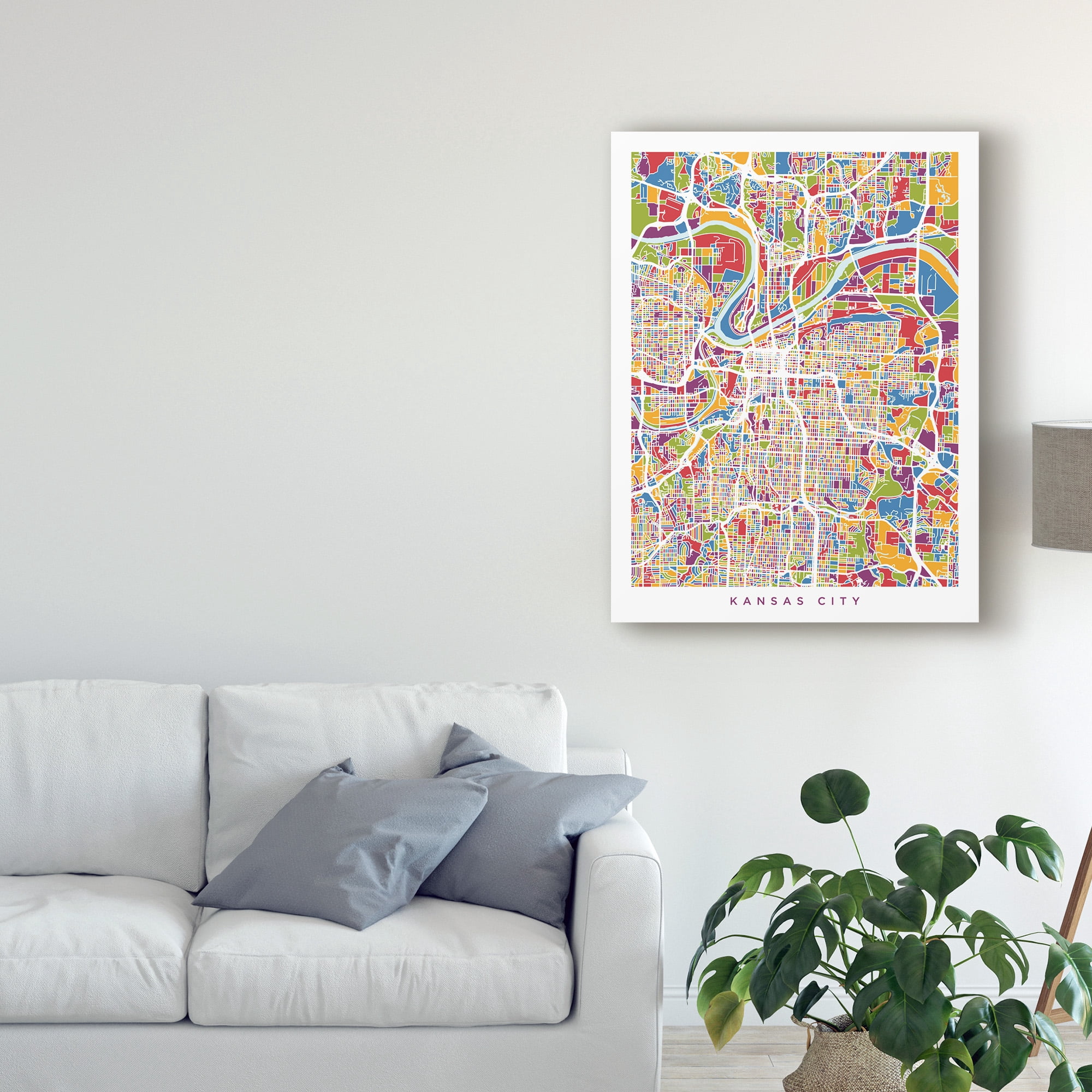 Trademark Fine Art 'Kansas City Missouri City Map' Canvas Art by Michael Tompsett