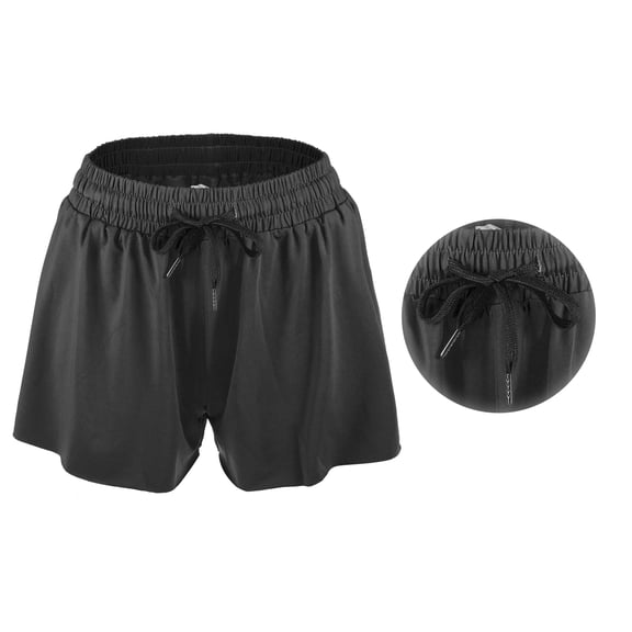 Vocoste 1Pc Women Flowy Running Shorts Casual High Waisted Workout Shorts Black Size 2XL