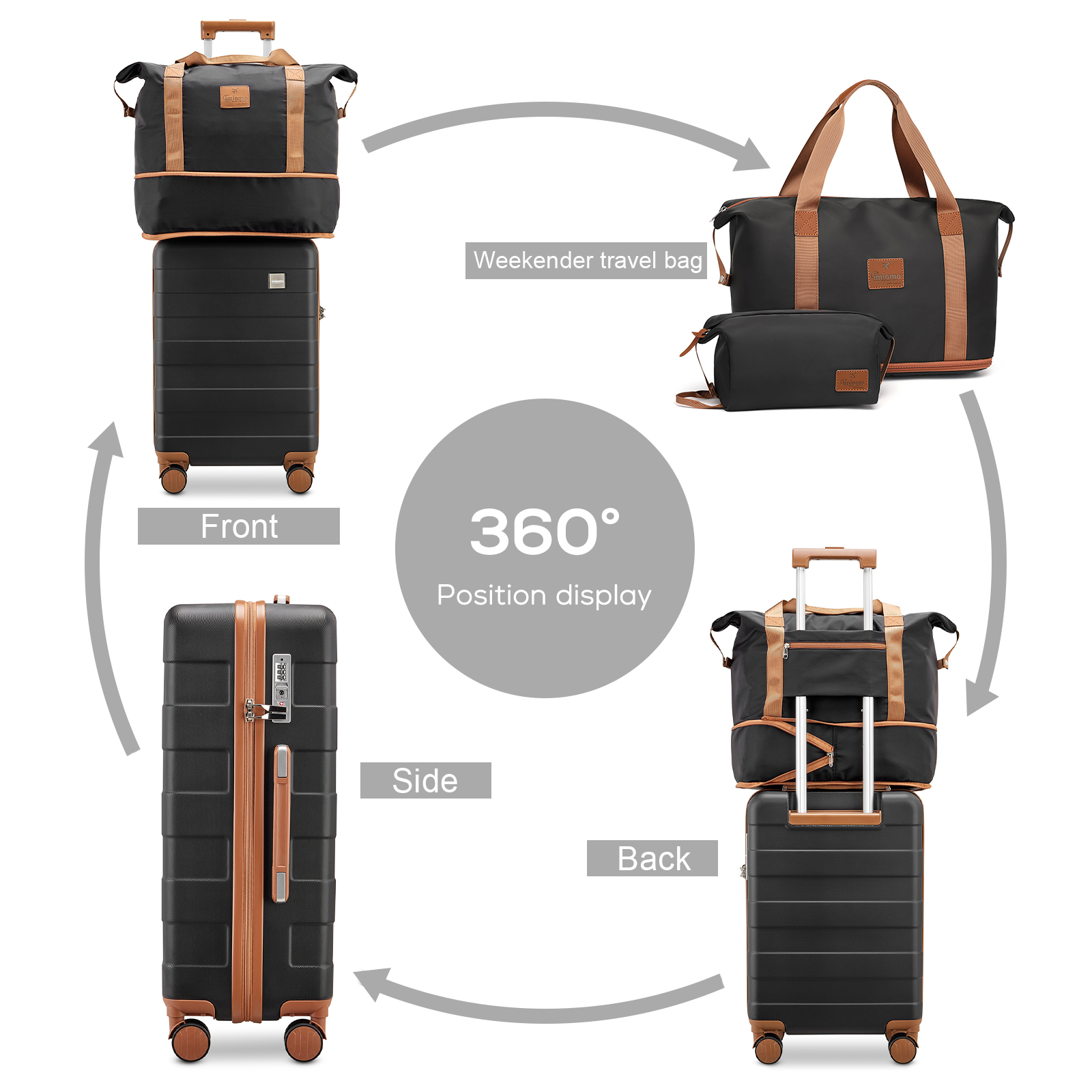 imiomo Luggage, ABS Hard Luggage Set with Spinner Wheels, with TSA Lock, Lightweight and Durable (Unisex) - image 3 of 7