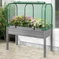 thumbnail image 2 of Costway Wood Raised Garden Bed with Greenhouse Cover Mini Portable Greenhouse Kit Green+Gray, 2 of 8