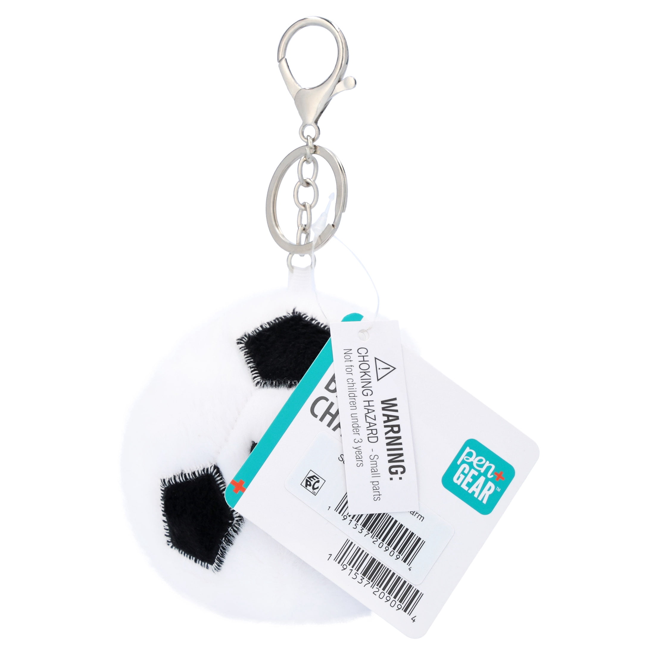 Pen+Gear Soccer Mini Plush Bag Charm, Black with White